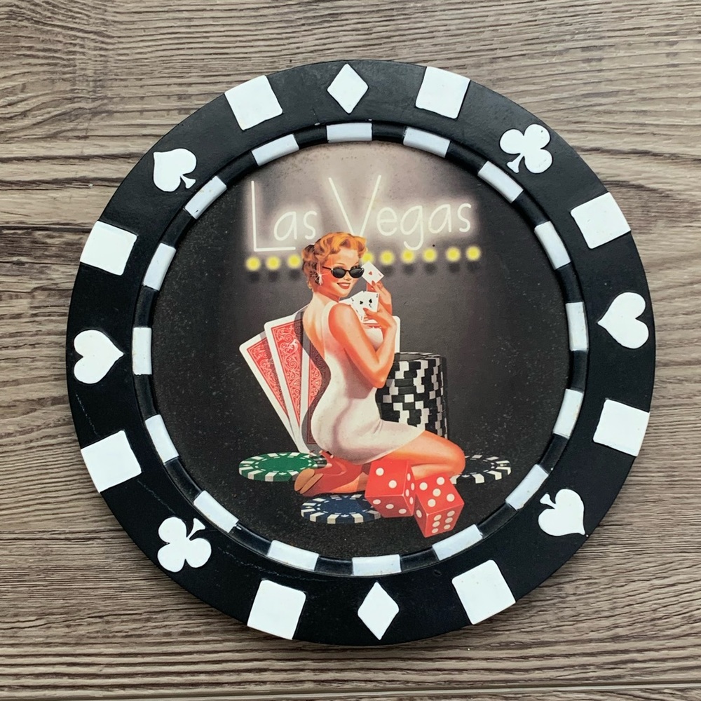 Las Vegas Pinup Girl Wall Decal Poker Chip